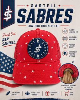 Sartell Sabres Women's Unstructured Fashion Prints Cap - Red/White Stars