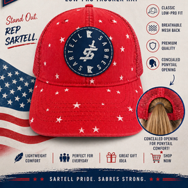 Sartell Sabres Women's Unstructured Fashion Prints Cap - Red/White Stars